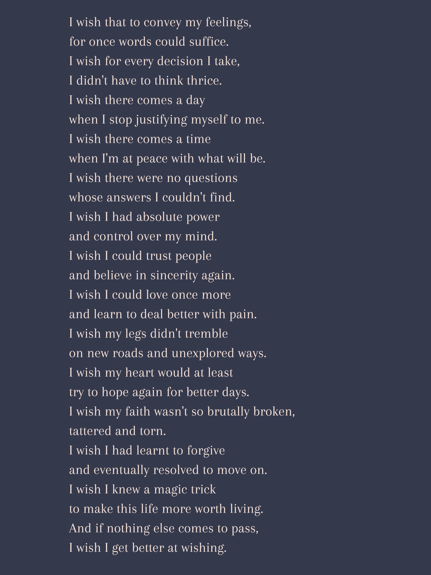 I Wish — poem by Apeksha Darbari